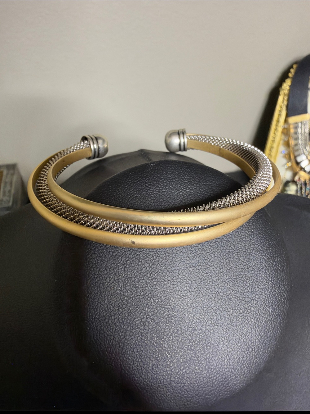 Gold and Silver Two-Tone Open Cuff Bracelet